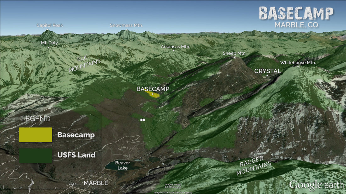 Map of Basecamp in Marble Colorado
